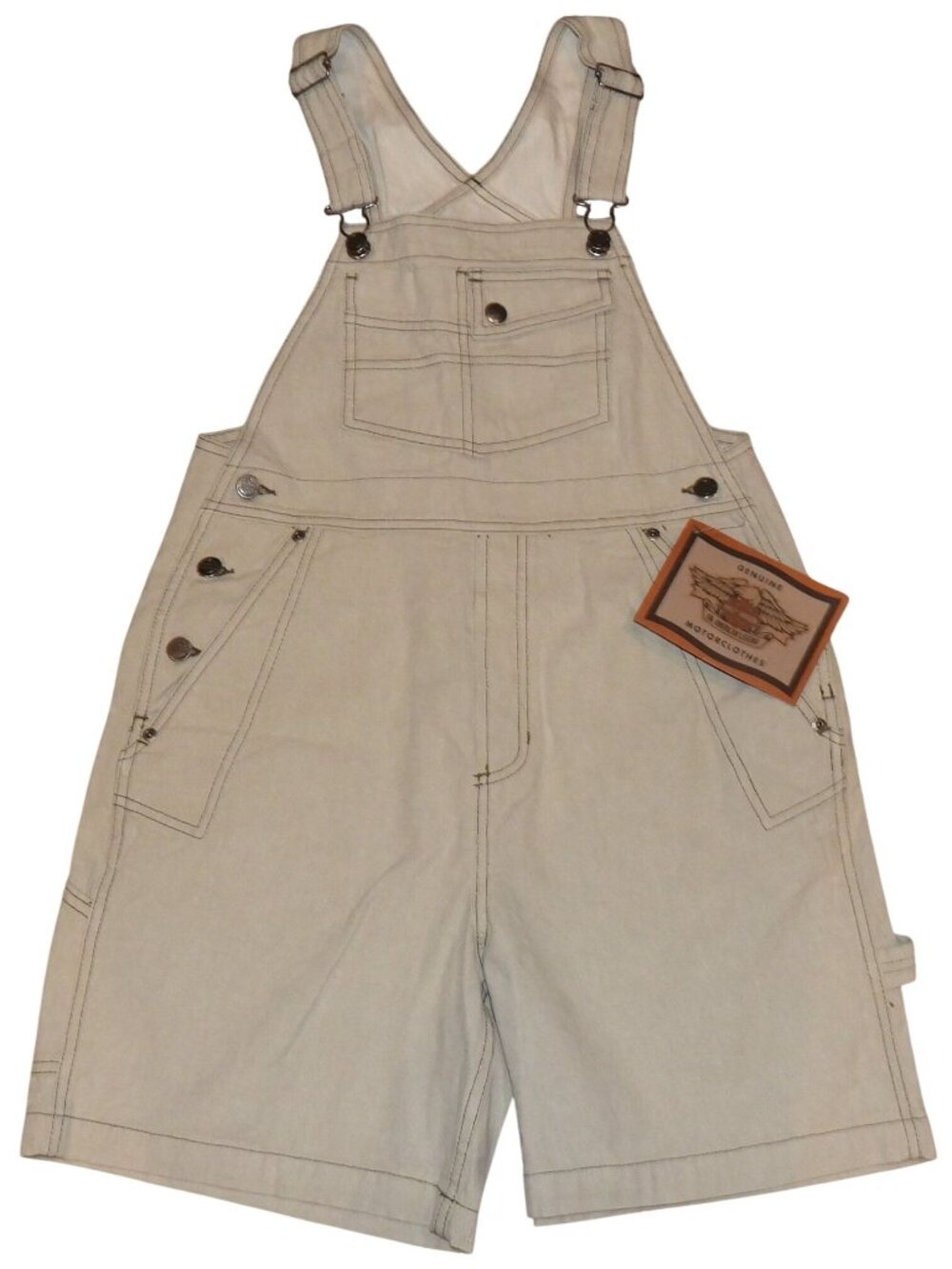 Harley Davidson Motorcycles Denim Shorts Overalls Biker Bib Shortalls Small